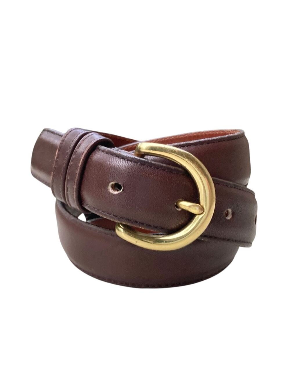 Vintage Coach 8400 USA Mahogany Glove-Tanned Cowhide Solid Brass Equestrian Belt